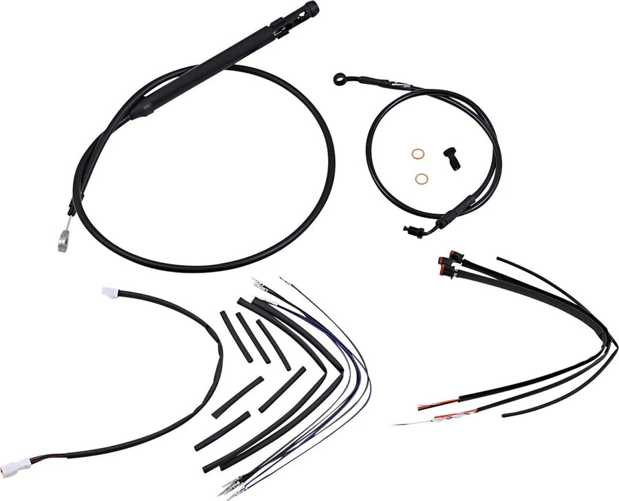 harley-davidson street bob [BURLY BRAND] - Complete Black Vinyl Handlebar Cable/Line Kit for Ape Hangers