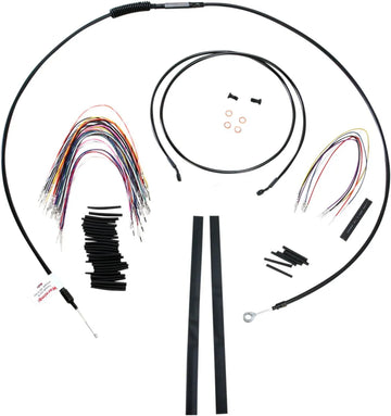 Harley Davidson Flhtc [BURLY BRAND] - Kit complet de câbles/lignes de guidon en vinyle noir pour Ape Hanger