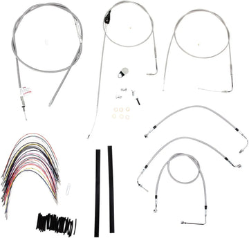 harley davidson flhri [BURLY BRAND] - Complete stainless steel handlebar cable/brake line kit