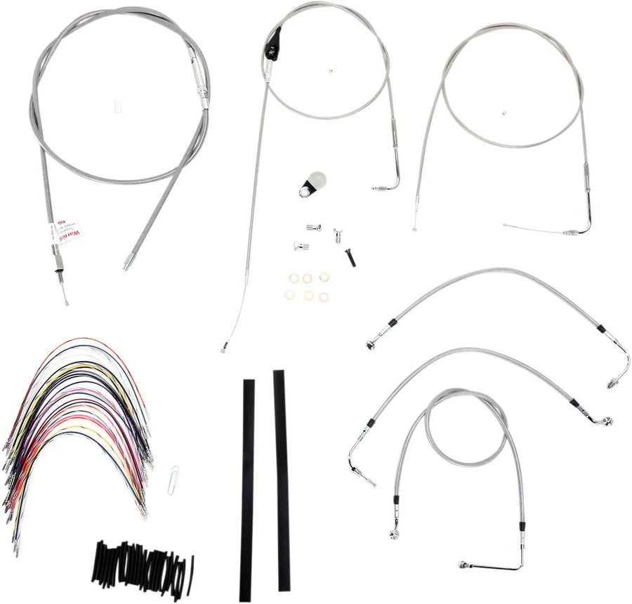harley davidson flhri [BURLY BRAND] - Kit complet de câbles de guidon/conduites de frein en acier inoxydable