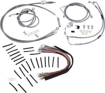 harley davidson flhtc [BURLY BRAND] - Kit complet de câbles de guidon/conduites de frein en acier inoxydable