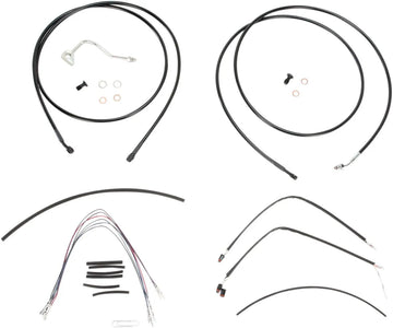 harley-davidson ultra limited [BURLY BRAND] – Komplettes schwarzes Vinyl-Lenkerzug-/Leitungskit für Ape Hangers