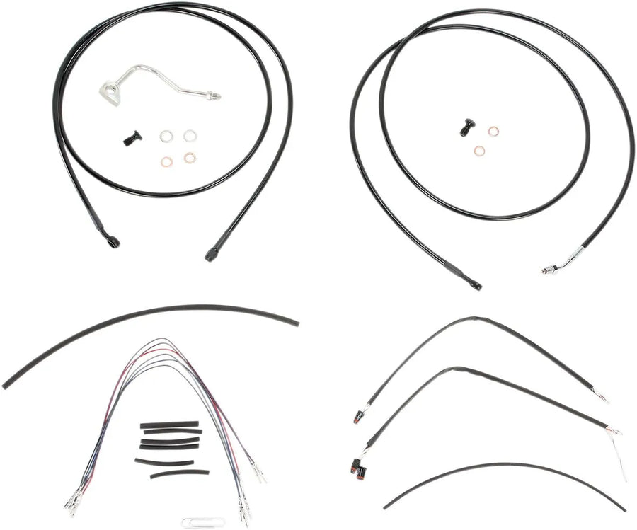 Harley-Davidson Ultra Limited [BURLY BRAND] - Kit complet de câbles/lignes de guidon en vinyle noir pour cintres Ape