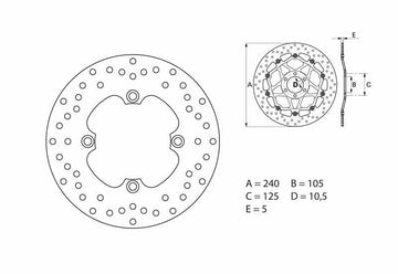 Honda 750 Cb Seven Fifty [BREMBO] - Disque de frein rigide rond Série Oro