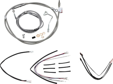 harley davidson flhrxs [BURLY BRAND] - Complete stainless steel handlebar cable/brake line kit