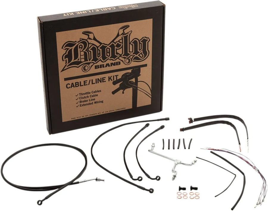 harley davidson fltruse [BURLY BRAND] - Complete stainless steel handlebar cable/brake line kit
