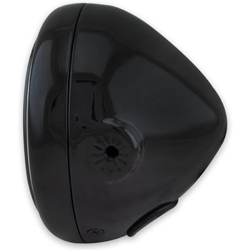 Phare LED Horizon avec boîtier en métal noir brillant – vue latérale
