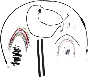 Harley Davidson Flhtc [BURLY BRAND] - Kit complet de câbles/lignes de guidon en vinyle noir pour Ape Hanger