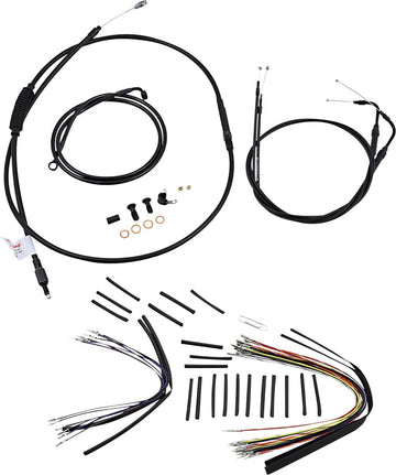 Harley Davidson Flstc [BURLY BRAND] - Kit complet de câbles/lignes de guidon en vinyle noir pour Ape Hanger - 0