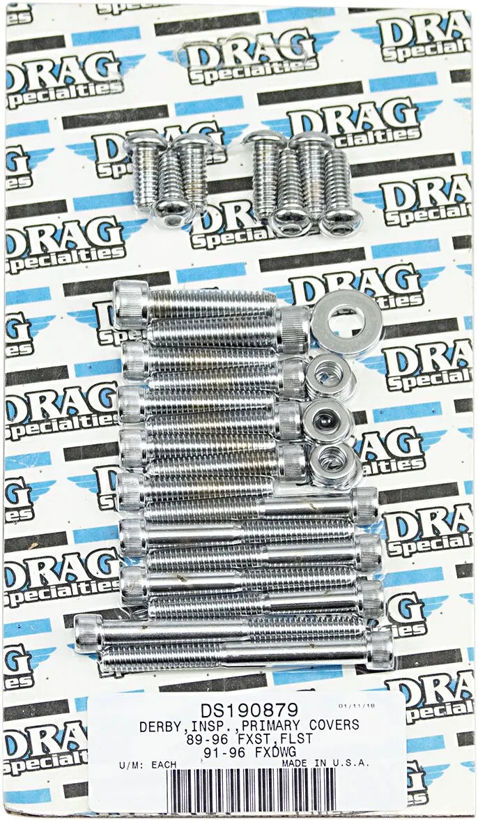 Harley Davidson Flst [DRAG SPECIALTIES] - Kit de boulons de couvercle primaire/derby/inspection intérieur et extérieur