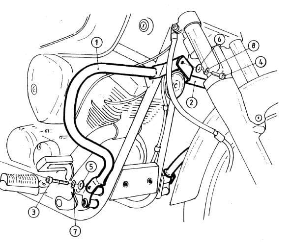 Yamaha XVS 125 [2000-2004] - barre de protection des moteurs