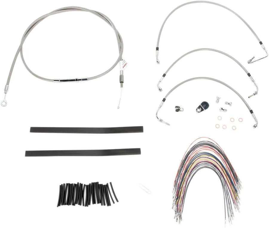 harley davidson flhtcu [BURLY BRAND] - Kit complet de câbles de guidon/conduites de frein en acier inoxydable
