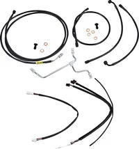 Harley Davidson Flhx [BURLY BRAND] – Komplettes schwarzes Vinyl-Lenkerzug/-Leitungsset für Ape Hanger