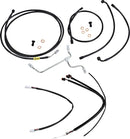 Harley Davidson Flhx [BURLY BRAND] – Komplettes schwarzes Vinyl-Lenkerzug/-Leitungsset für Ape Hanger