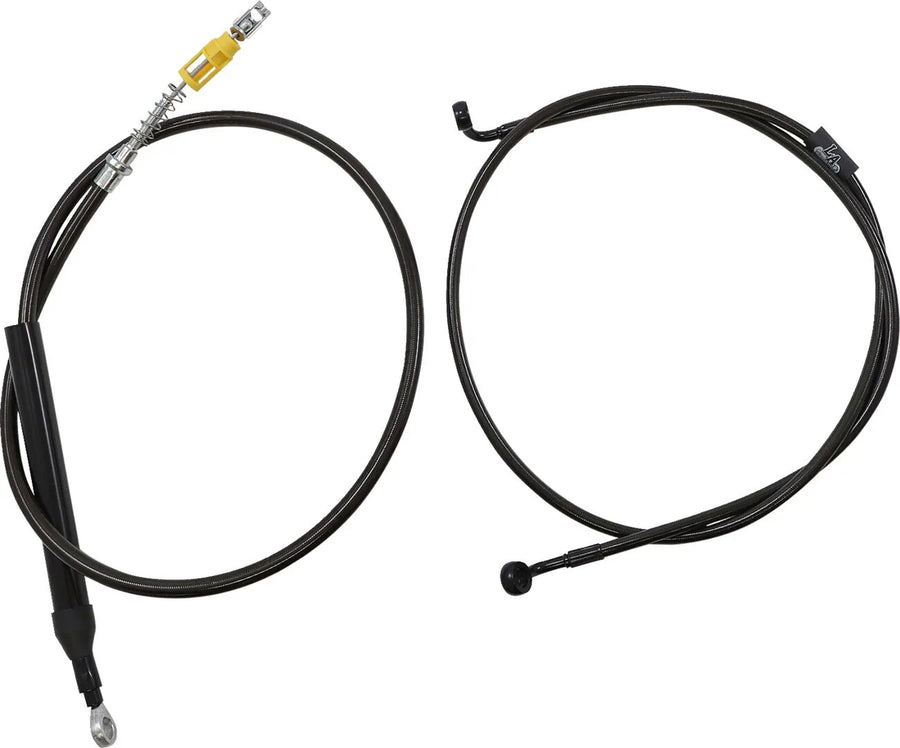 harley davidson flfb [LA CHOPPERS] – Komplettes Midnight Geflochtenes Lenkerzug-/Bremsleitungskit