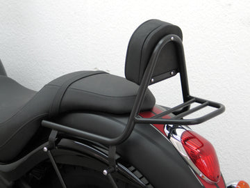 Kawasaki VN 900 Custom [2007-2017] - Sissy Bar aus Rohr mit Kissen und Gepäckträger, schwarz