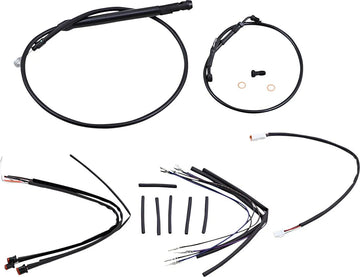 Harley-Davidson Street Bob [BURLY BRAND] - Kit complet de câbles/lignes de guidon en vinyle noir pour cintres Ape