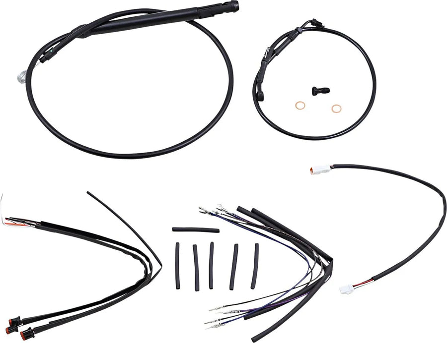 Harley-Davidson Street Bob [BURLY BRAND] - Kit complet de câbles/lignes de guidon en vinyle noir pour cintres Ape