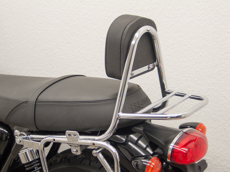 Triumph Bonneville T 100 [2017] - Sissy bar made of pipe with pillows and luggage rack