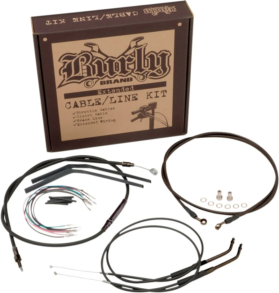 harley davidson flstc [BURLY BRAND] – Komplettes Schwarzes Vinyl-Lenkerzug-/Leitungskit für Ape Hanger
