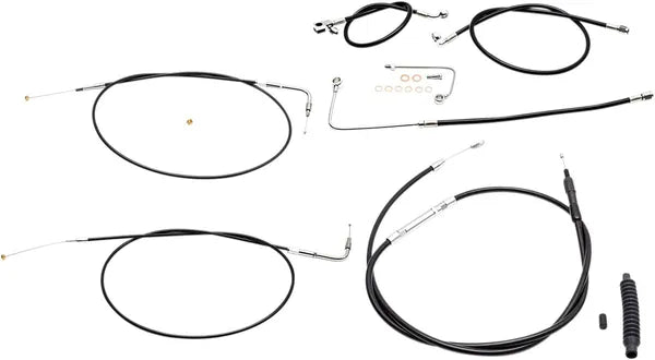 Harley Davidson FLS [LA CHOPPERS] – Standard Schwarz Vinyl Lenkerzug/Bremsleitung Kit