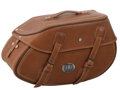 Motorcycle bag [Hepco & Becker] - Leather Buffalo sand brown left - tube pannier holder