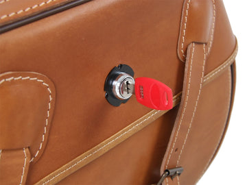 Sacoche moto [Hepco & Becker] - Cuir Buffalo brun sable gauche - support de sacoche tube
