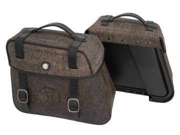 Sac moto [Hepco & Becker] - ensemble de sacs en cuir Rugged Cutout 19 L incl. dégagement rapide - marron - découpe