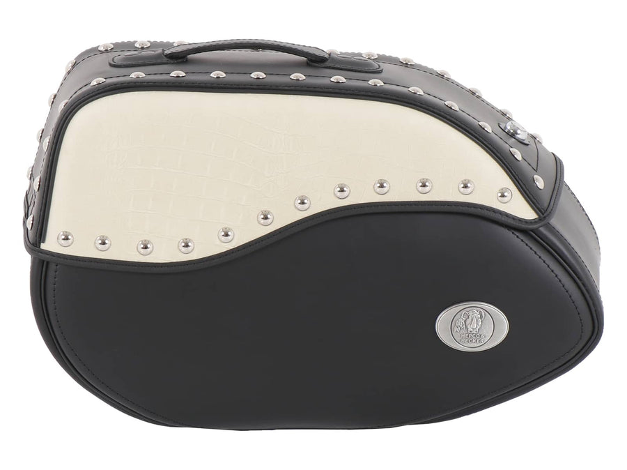 Motorcycle bag [Hepco & Becker] - leather Ivory left - tube pannier holder