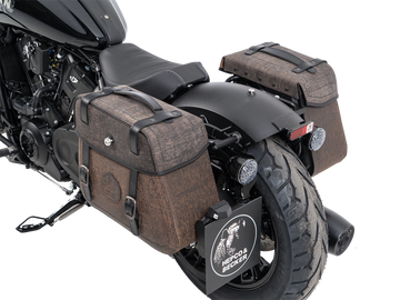 Indian 101 Scout [2025-2026] - Set: Leather bag holder cutout black incl. Rugged leather bags brown