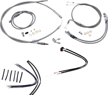harley davidson fxsb [BURLY BRAND] - Complete stainless steel braided handlebar cable/brake line kit