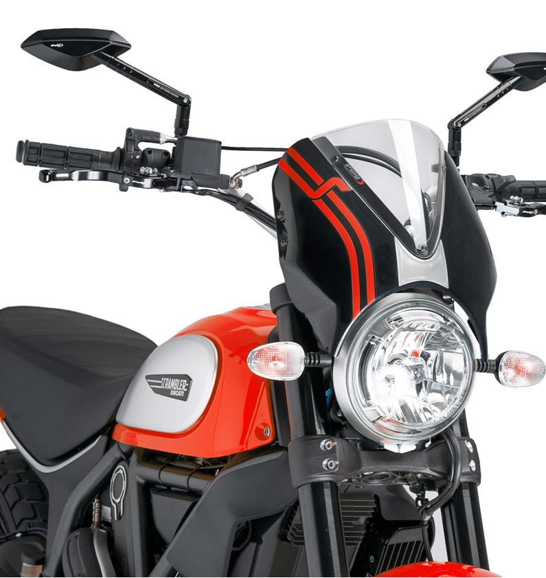 DUCATI SCRAMBLER 800 ICON DARK [2025] – RetroVision Windschild Visier – Schwarz