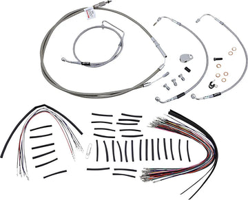 harley davidson flhtc [BURLY BRAND] - Kit complet de câbles de guidon/conduites de frein en acier inoxydable