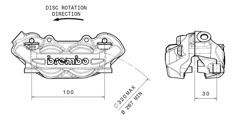 Ducati Hypermotard 796 [BREMBO] - Etrier de frein avant gauche P4 Ø32mm