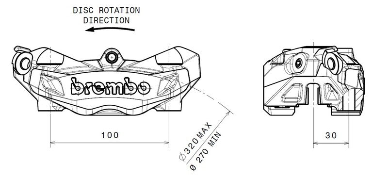 Bmw R 1200 Nine T Scrambler [BREMBO] - M4 Bremssattel vorne links Schwarz Ø32mm