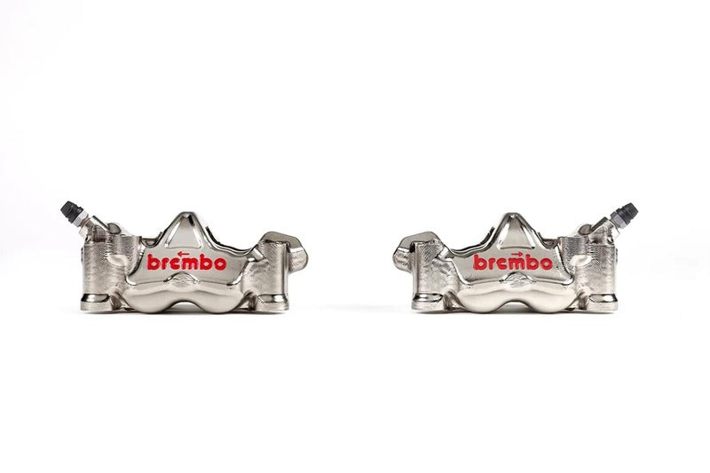 Hypermotard 1100 [BREMBO RACING] - Pair of GP4RX - 1mm brake calipers (CNC machined - chrome plated) (with pads)