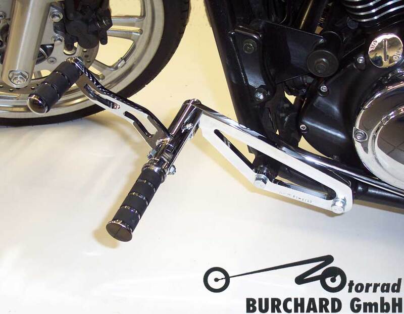 Kawasaki Vn 900 Cla [BURCHARD EXCELLENCE] - forward footrest system with ABE, +17 cm, Kawasaki VN 900 Classic /Custom, Sundance smooth, glossy black