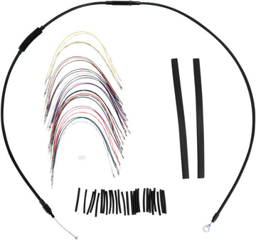 Harley Davidson Flhtc [BURLY BRAND] - Kit complet de câbles/lignes de guidon en vinyle noir pour Ape Hanger