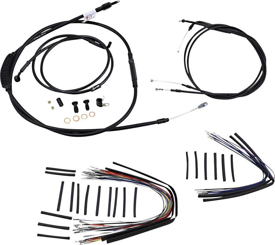 harley davidson fxst [BURLY BRAND] – Komplettes schwarzes Vinyl-Lenkerzug-/Leitungskit für Ape Hangers