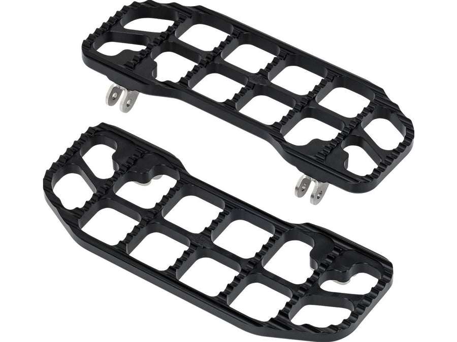 Harley Davidson Touring [1985-2025]-corrugated footrests black, anodized