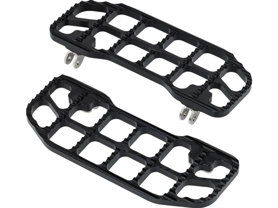Harley Davidson Touring [1985-2025]-corrugated footrests black, anodized
