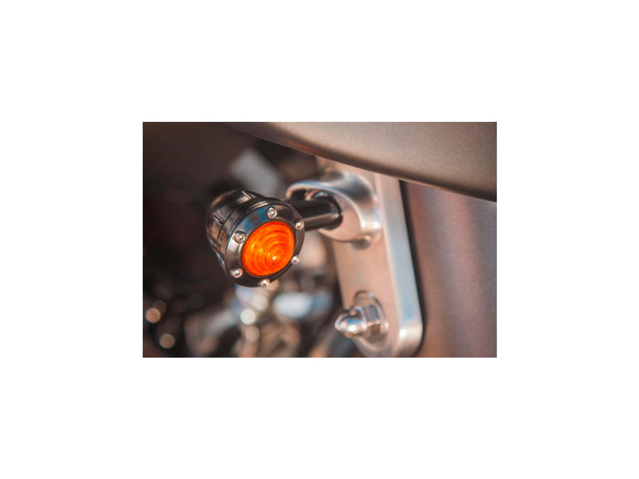 Harley Davidson – Tracker LED Blinker Schwarz Glanz Bernsteinfarbene LED