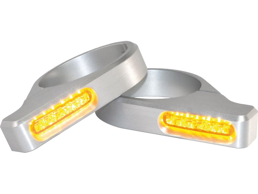 Tubes de fourche Harley Davidson MM [1939-1941] -zc-line classique LED Blinker Silver