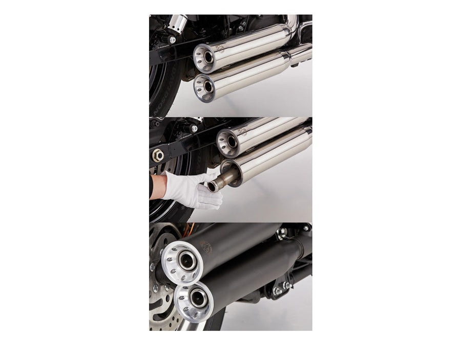 Harley Davidson FLDE [2018-2020] – Doppelrillen Slip-On Schalldämpfer Schwarz Satin