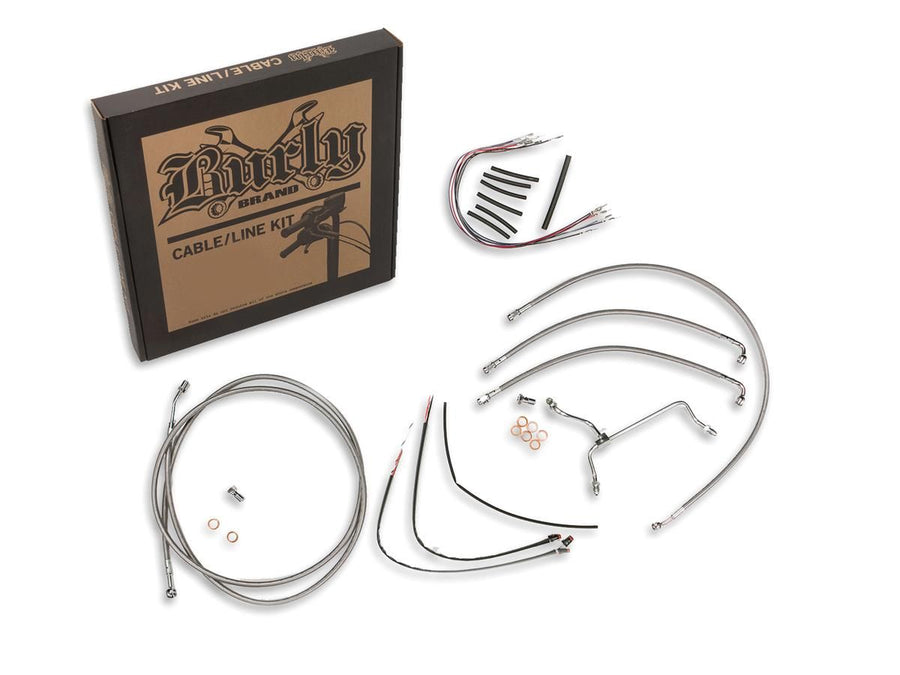 Harley Davidson Flhtc [1997-1999] -13 "Ensemble de câbles de barre d'excavatrice claire en acier inoxydable