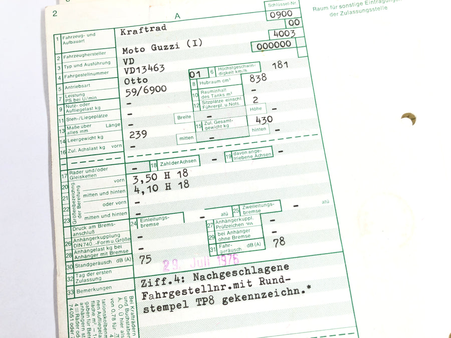 Moto Guzzi 850-T3 VD [1979] - Cadre avec papiers