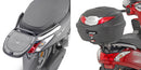 Yamaha D'elight 125 [GIVI] - Support topcase pour valises MONOLOCK®, utiliser le MONOLOCK® fourni dans la valise