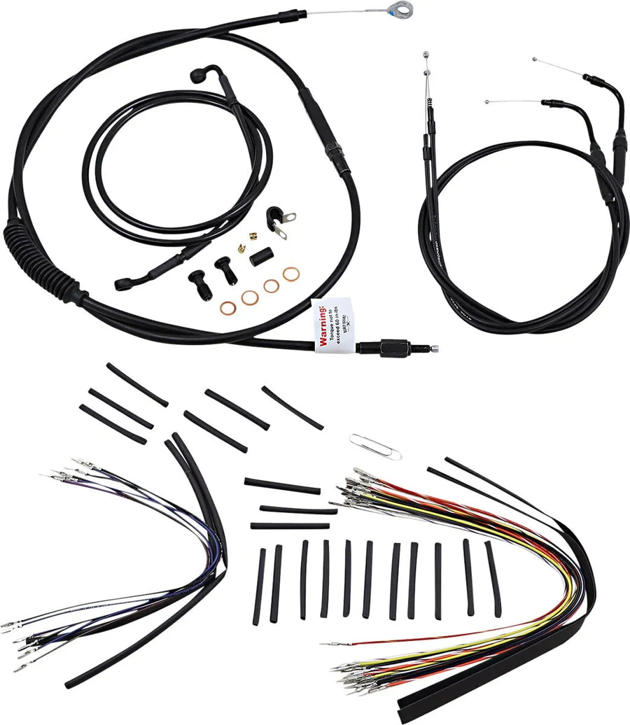 Harley Davidson Flstc [BURLY BRAND] - Kit complet de câbles/lignes de guidon en vinyle noir pour Ape Hanger