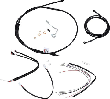 harley davidson flhrxs [BURLY BRAND] - Complete Black Vinyl Handlebar Cable/Line Kit for Ape Hanger