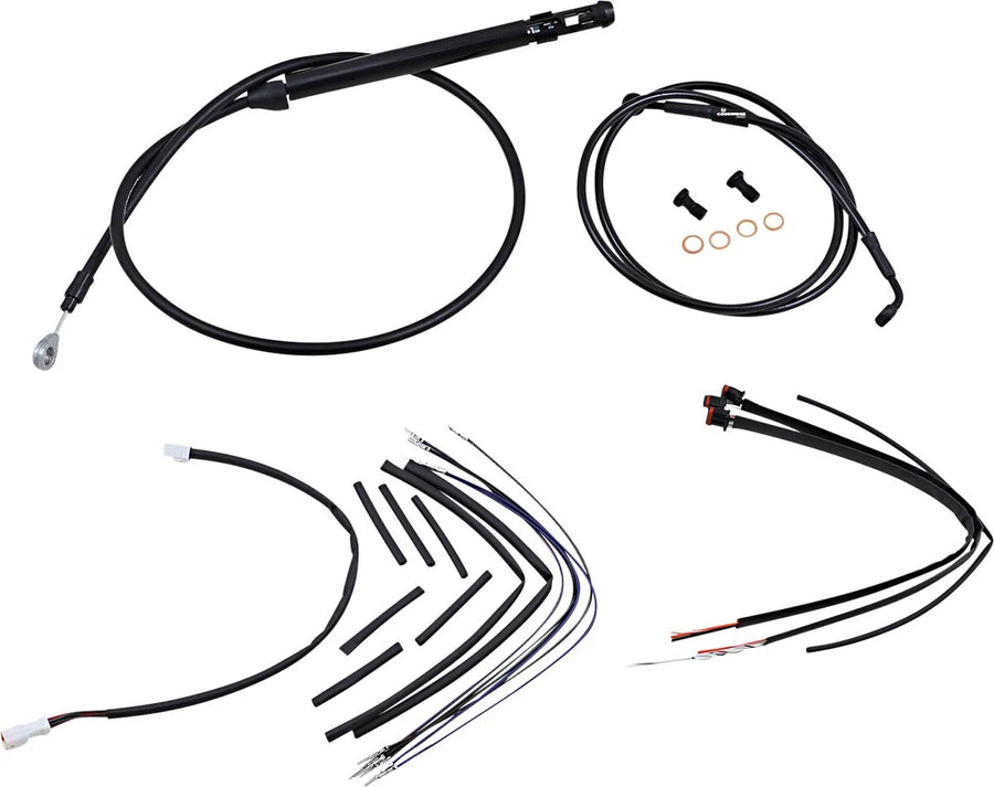 harley davidson softail street bob fxbb [BURLY BRAND] - Complete Black Vinyl Handlebar Cable/Line Kit for Ape Hangers